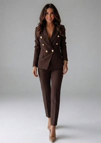 Women's Double-Breasted Blazer Set with Tailored Trousers Lifestyle
