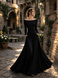 Women's Draped Long Sleeve Maxi Dress with Ruched Waist Lifestyle