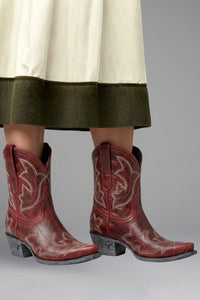 Women's Embroidered Leather Boots | Western Style Mid-Calf Detail