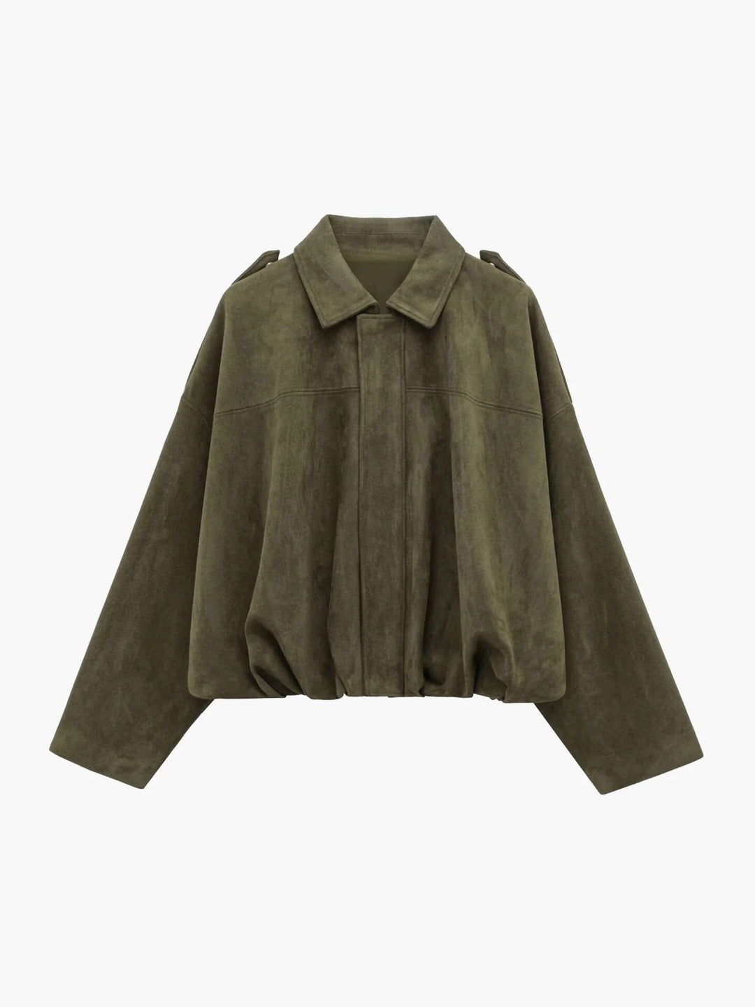 Women's Faux Suede Collared Bomber Jacket Hero