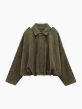 Women's Faux Suede Collared Bomber Jacket