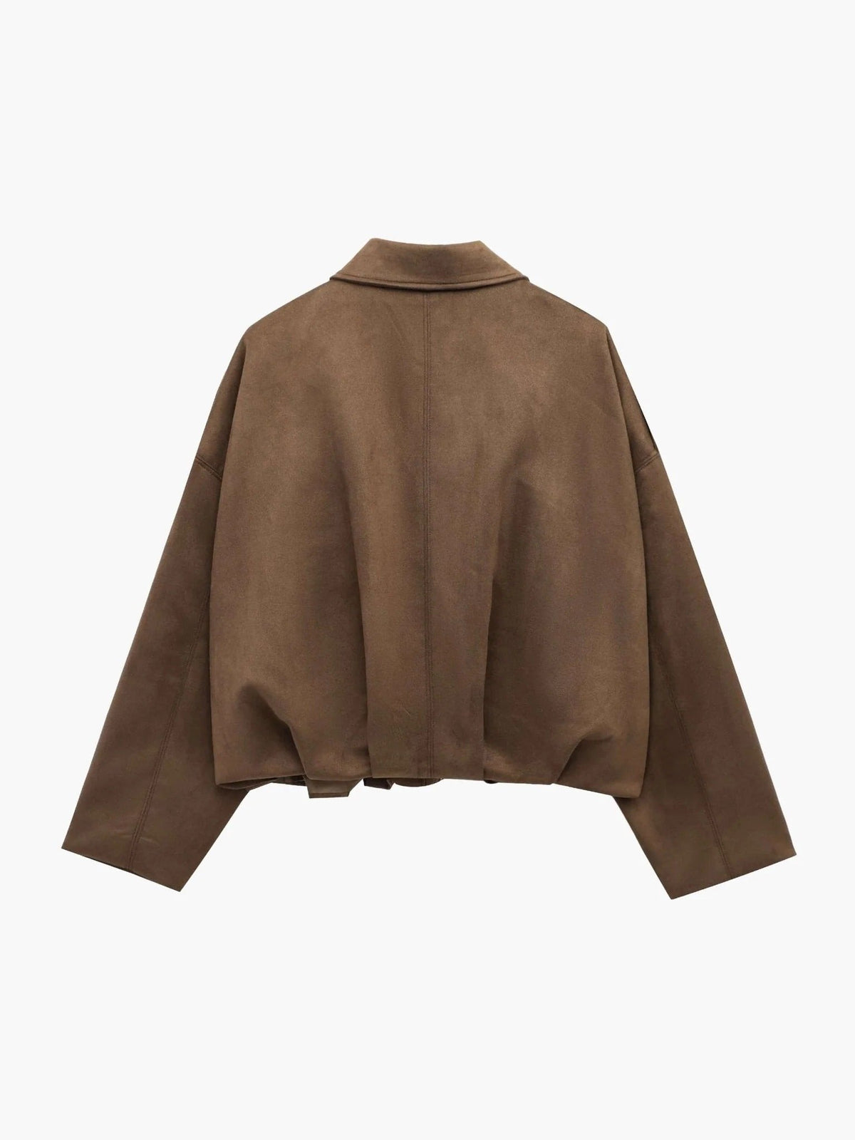 Women's Faux Suede Collared Bomber Jacket View 12