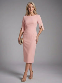 Women's Fitted Midi Dress with Split Sleeves Full
