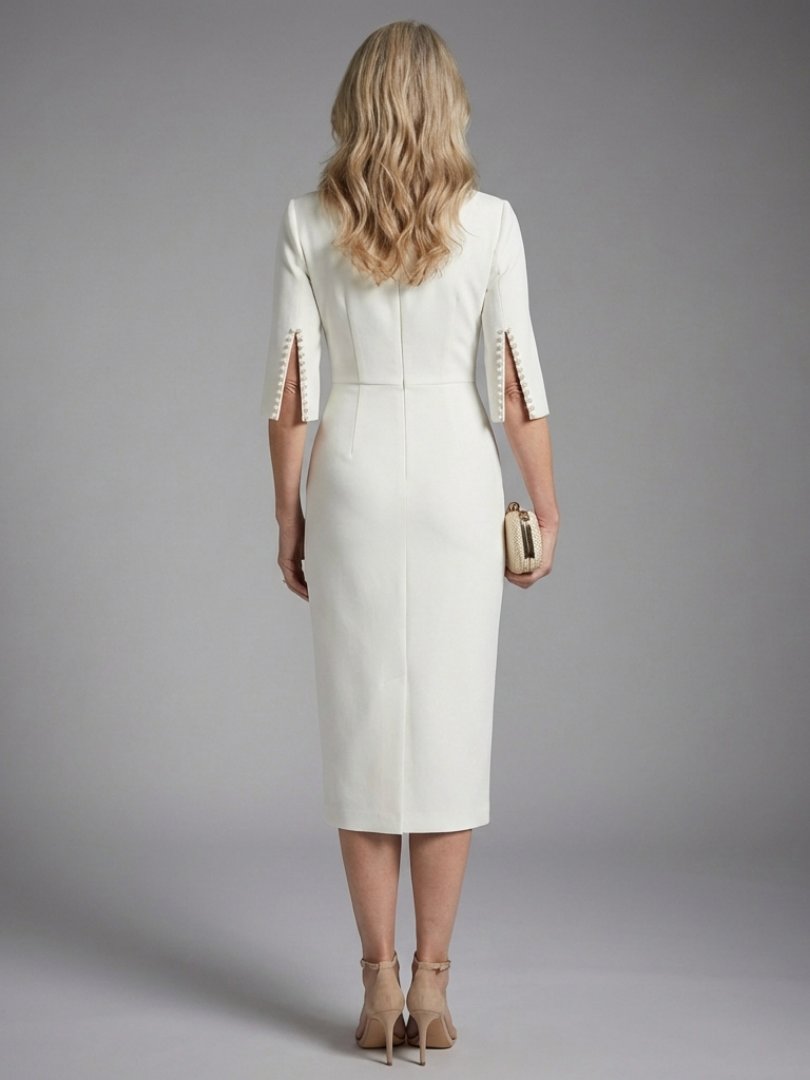 Women's Fitted Midi Dress with Split Sleeves Lifestyle