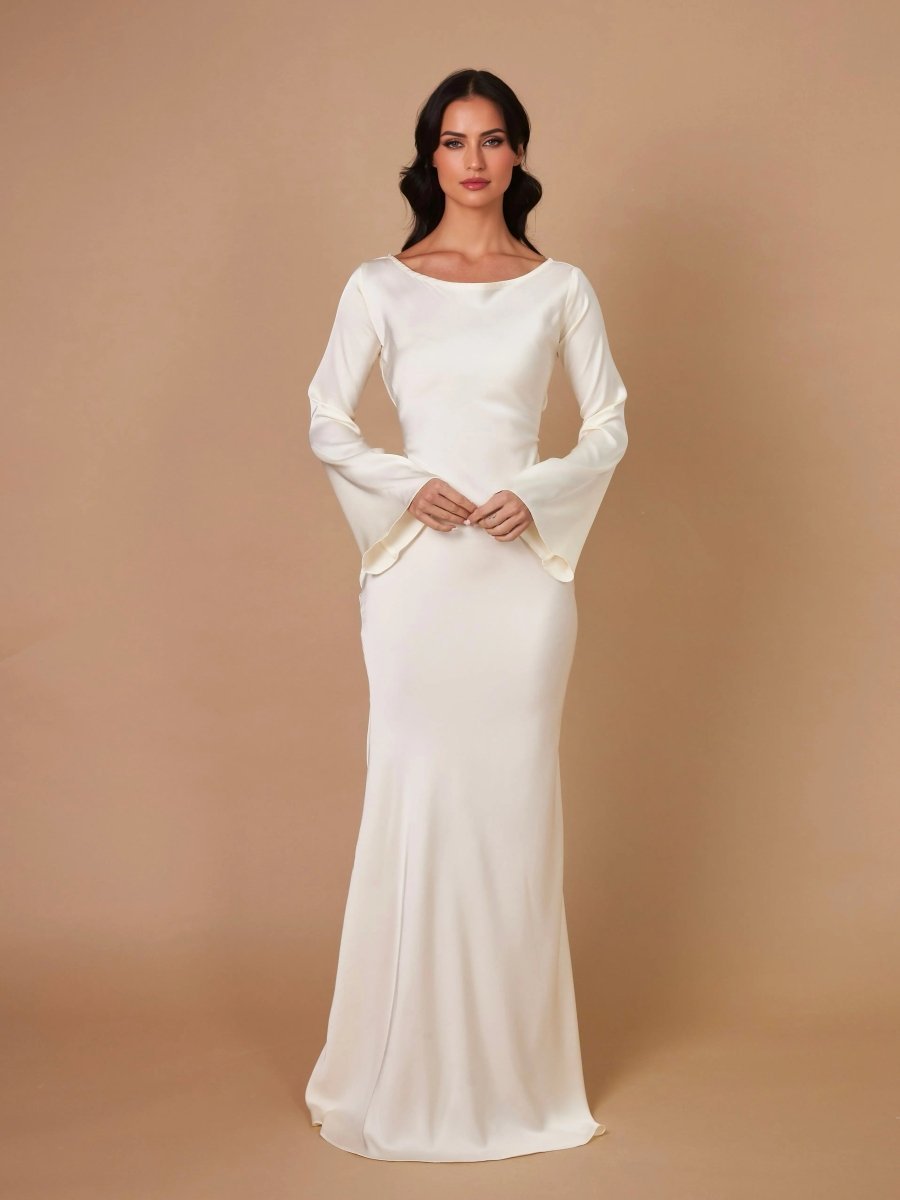 Women's Flowing Maxi Dress with Long Sleeves Full