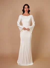Women's Flowing Maxi Dress with Long Sleeves Full