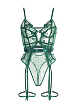 Women's Green Bodysuit | Delicate Lace with Underwire Support