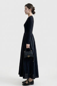 Women's High Neck Knit Top and Textured Midi Skirt Set Detail