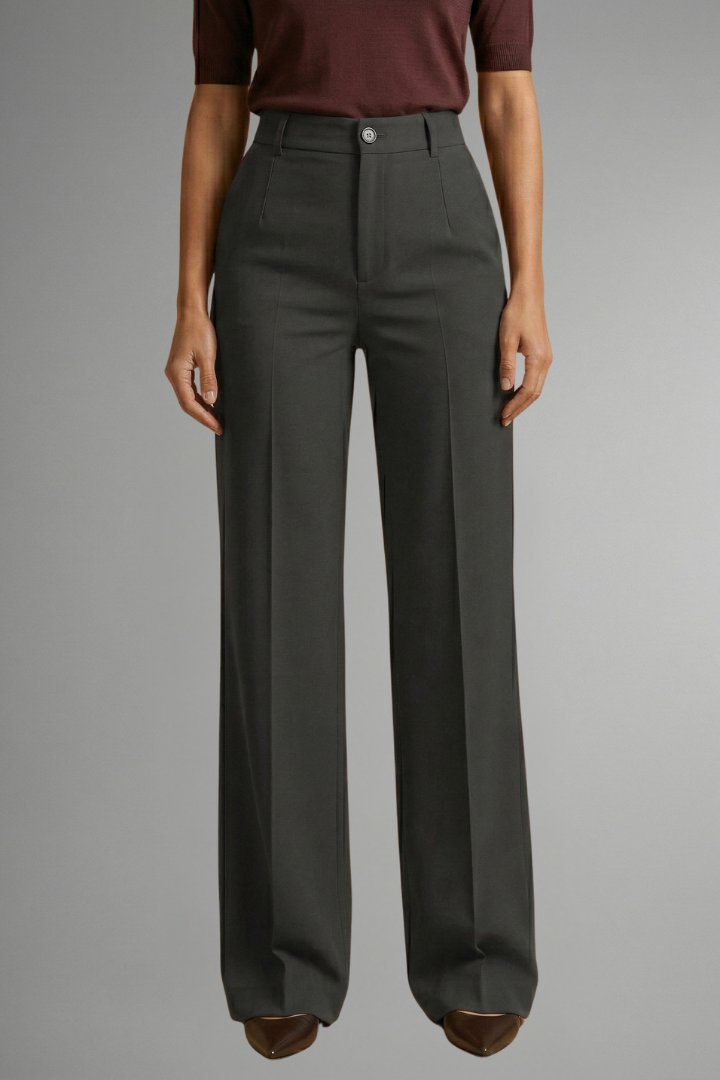 Women's High Waist Straight Leg Trousers with Pull-On Waistband Alternate