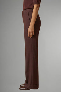 Women's High Waist Straight Leg Trousers with Pull-On Waistband Close Up
