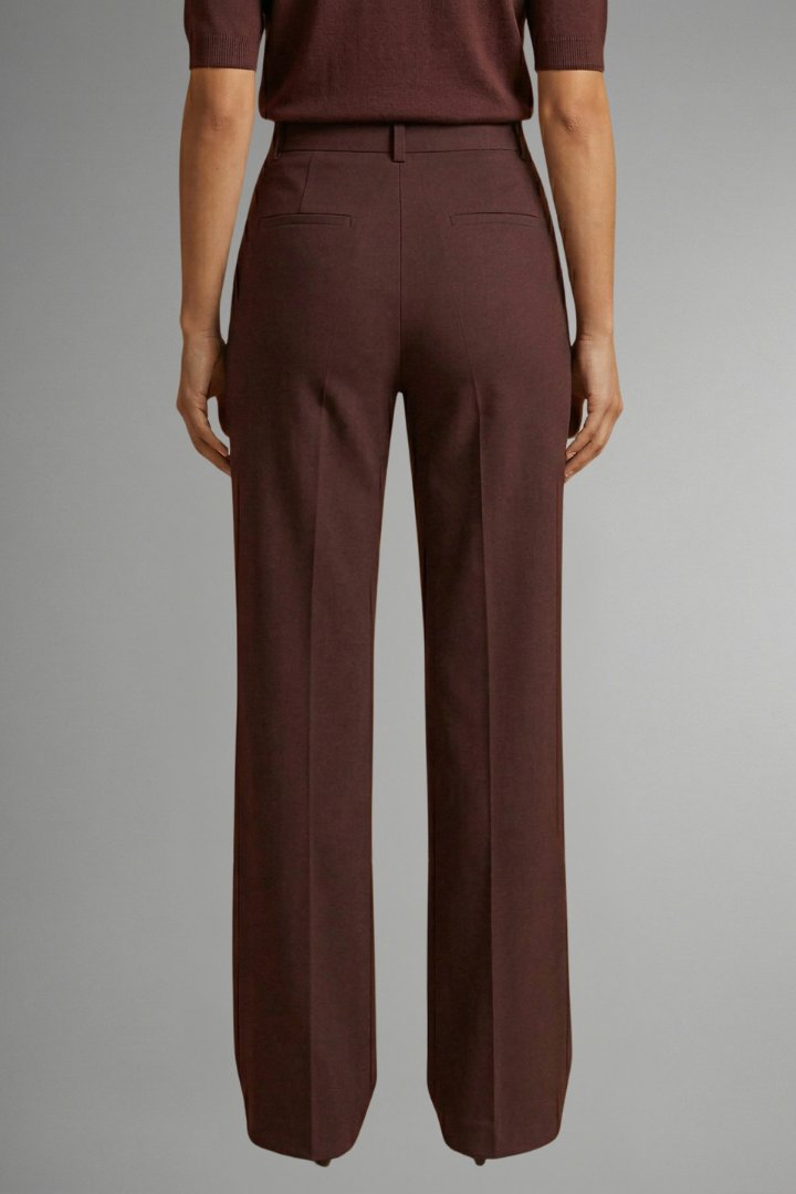 Women's High Waist Straight Leg Trousers with Pull-On Waistband Side