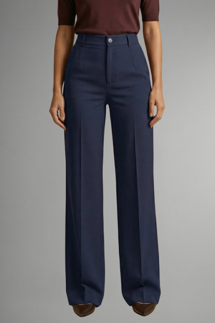 Women's High Waist Straight Leg Trousers with Pull-On Waistband View 11