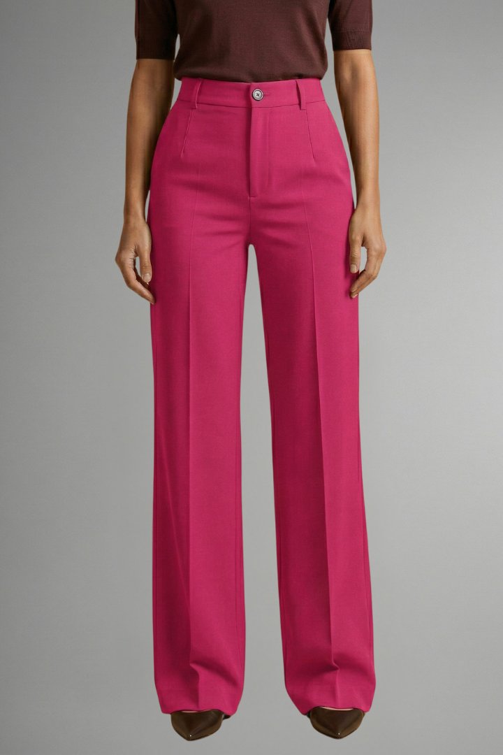 Women's High Waist Straight Leg Trousers with Pull-On Waistband View 12
