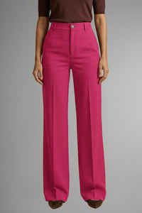 Women's High Waist Straight Leg Trousers with Pull-On Waistband View 12