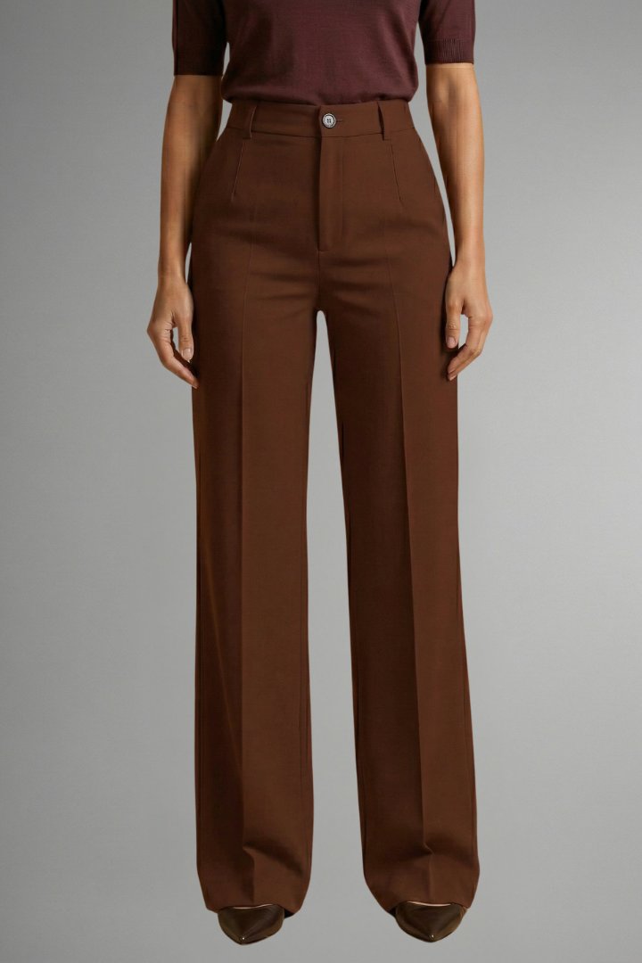 Women's High Waist Straight Leg Trousers with Pull-On Waistband View 13