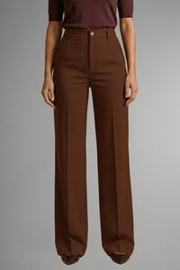 Women's High Waist Straight Leg Trousers with Pull-On Waistband View 13