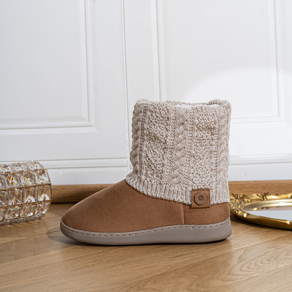 Women's House Boots | Slip On with Knit Cuff Angle