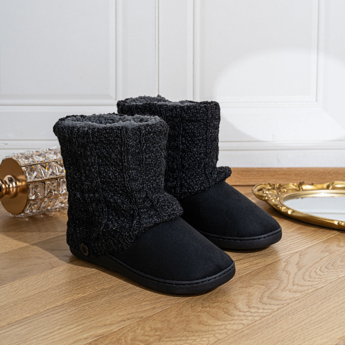 Women's House Boots | Slip On with Knit Cuff Back