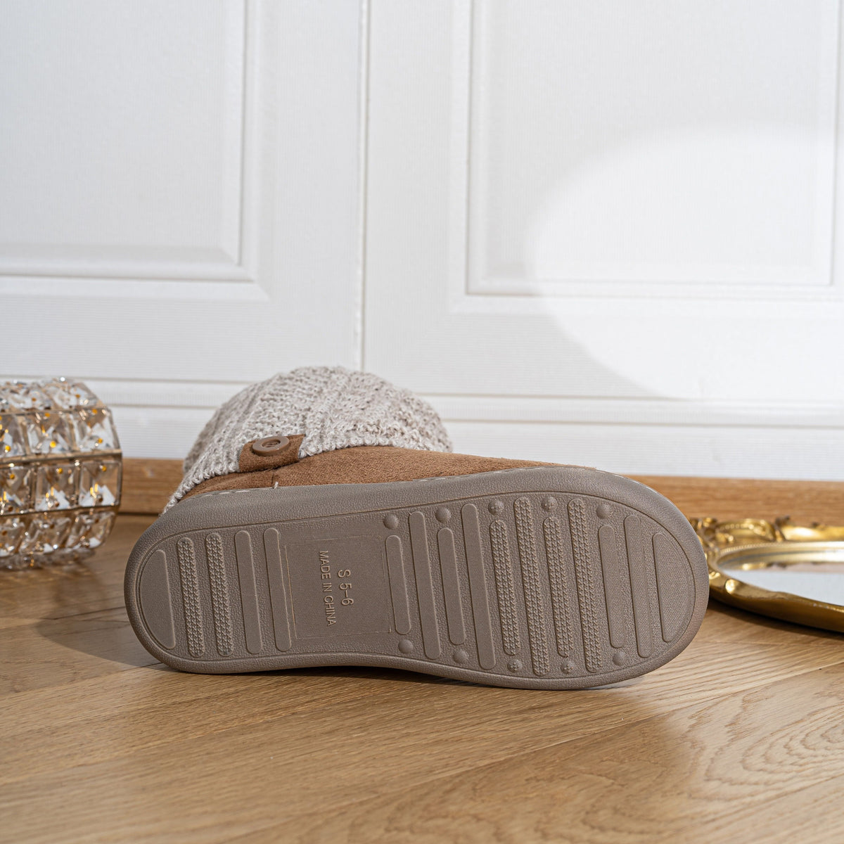 Women's House Boots | Slip On with Knit Cuff Detail