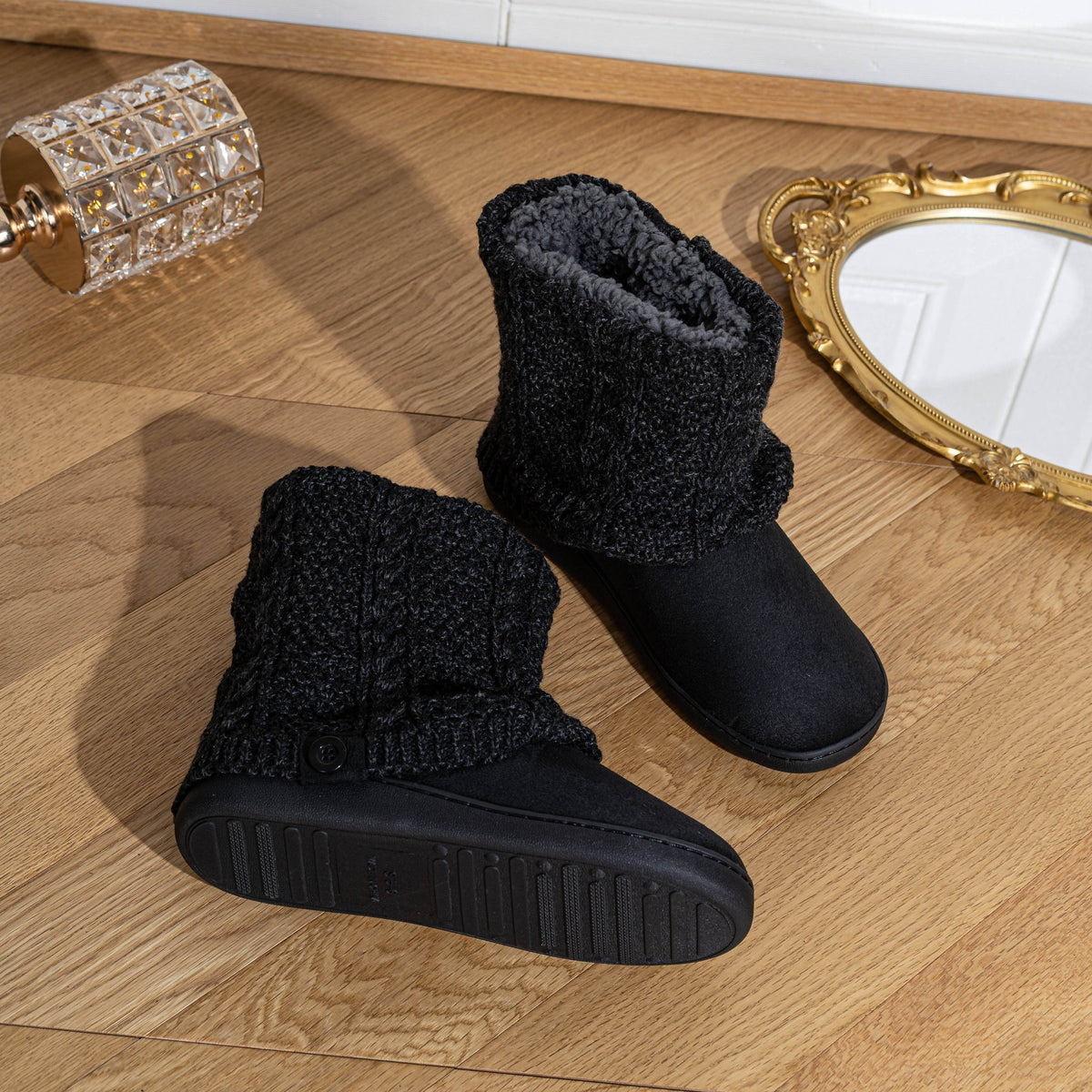 Women's House Boots | Slip On with Knit Cuff Front