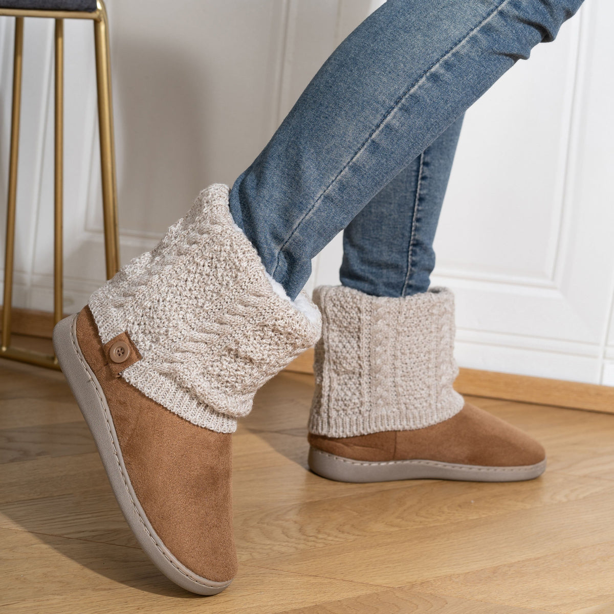 Women's House Boots | Slip On with Knit Cuff Side