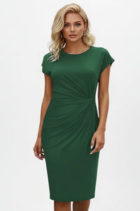 Women's Knee-Length Dress with Ruched Waist Detail Close Up