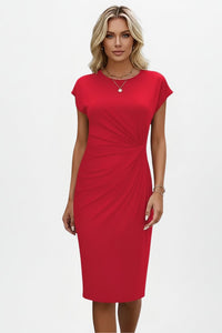 Women's Knee-Length Dress with Ruched Waist Detail Detail