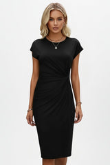 Women's Knee-Length Dress with Ruched Waist