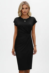 Women's Knee-Length Dress with Ruched Waist Detail Front