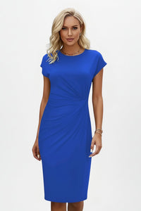 Women's Knee-Length Dress with Ruched Waist Detail Side