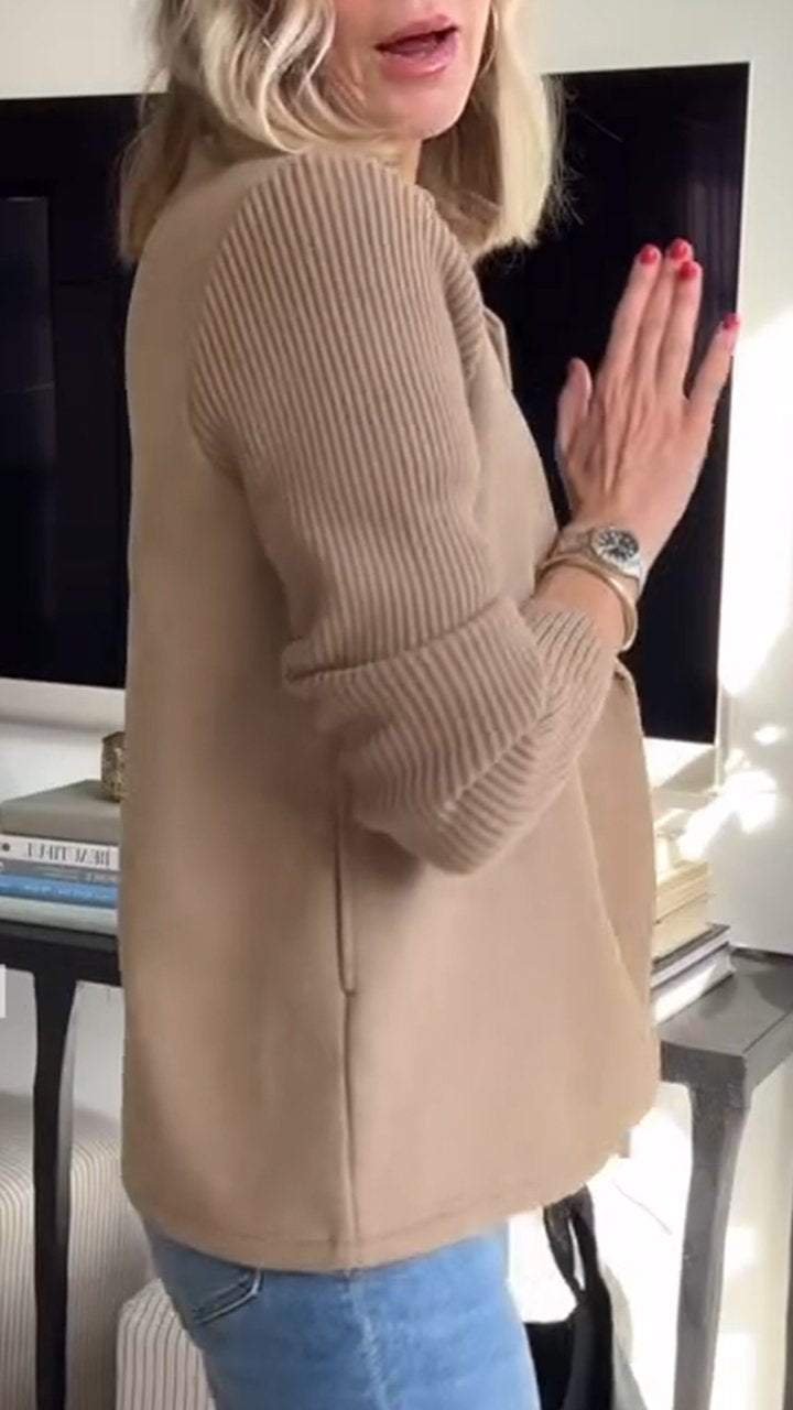 Women's Knit Double Breasted Blazer with Notched Lapel Detail