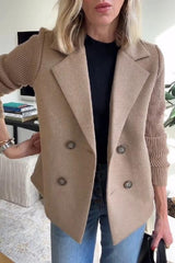 Women's Knit Double Breasted Blazer with Notched Lapel
