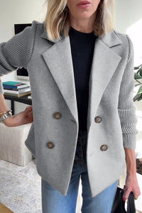 Women's Knit Double Breasted Blazer with Notched Lapel Lifestyle