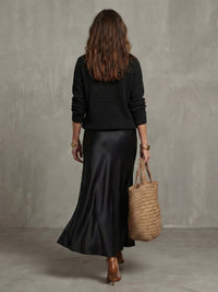 Women's Knit Layer Set | Bias Cut Satin Fall Skirt Full