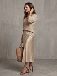 Women's Knit Layer Set | Bias Cut Satin Fall Skirt View 17