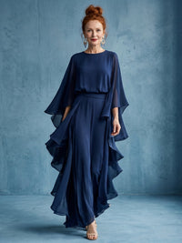Women's Layered Sleeve Midi Dress with Drape Waist Hero