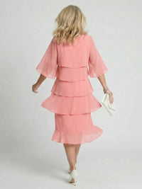 Women's Layered Tier Midi Dress with Short Sleeves View 18