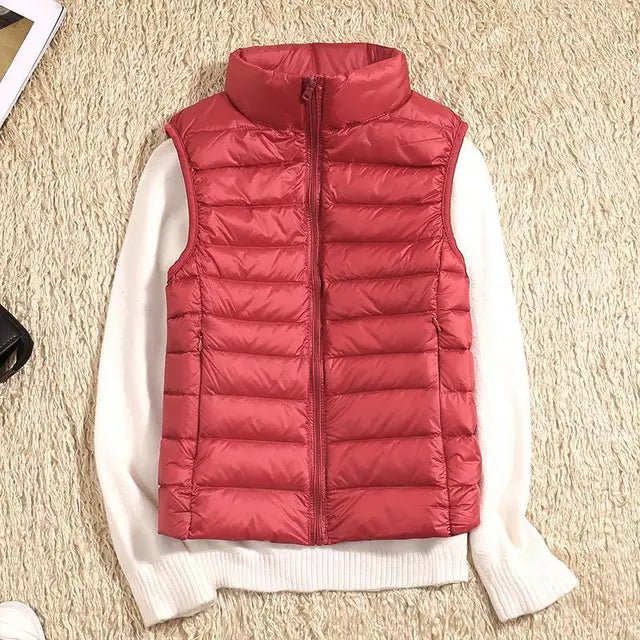 Women's Lightweight Down Vest with Packable Design Angle
