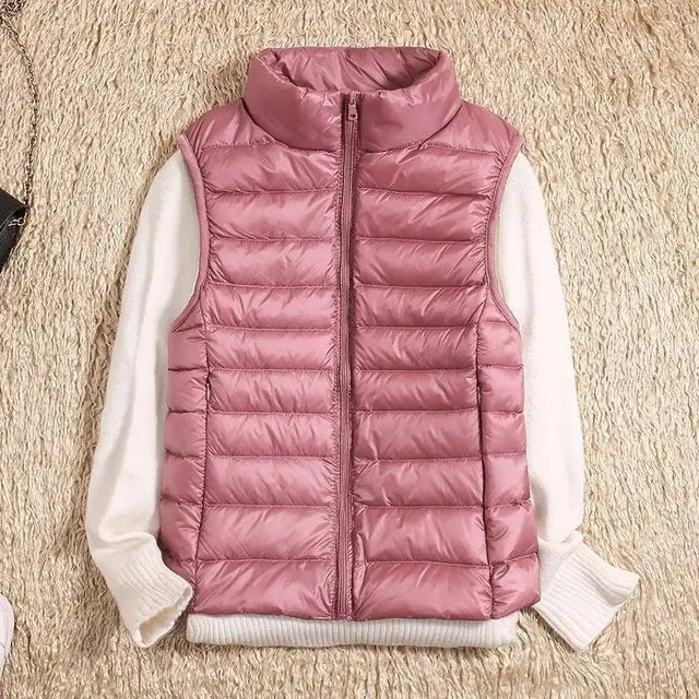 Women's Lightweight Down Vest with Packable Design Back