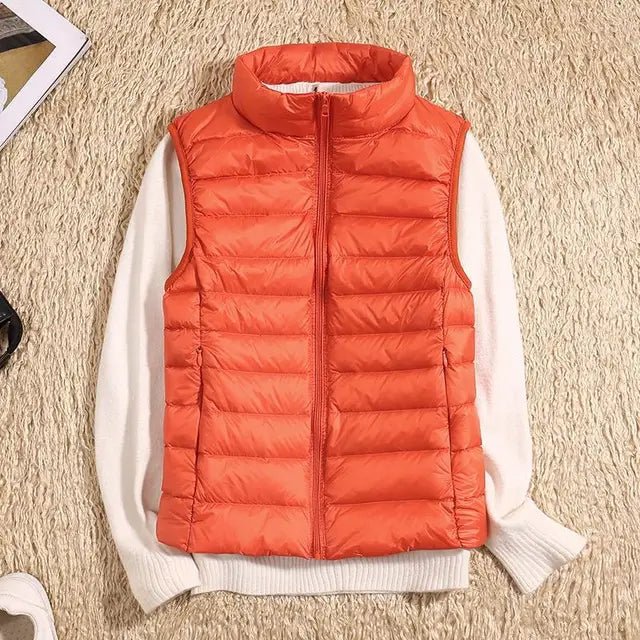 Women's Lightweight Down Vest with Packable Design Close Up