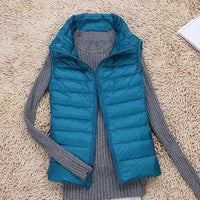 Women's Lightweight Down Vest with Packable Design Front