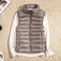 Women's Lightweight Down Vest with Packable Design Side