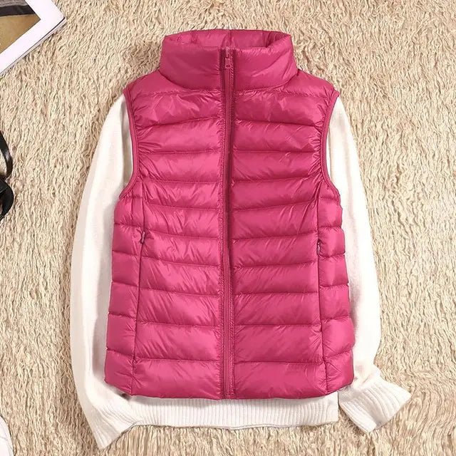 Women's Lightweight Down Vest with Packable Design View 12
