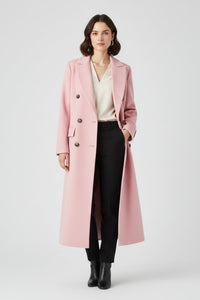 Women's Long Coat with Lapel Collar and Button Front Front