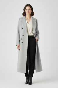 Women's Long Coat with Lapel Collar and Button Front Lifestyle
