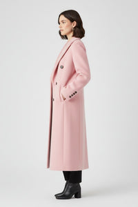 Women's Long Coat with Lapel Collar and Button Front Side