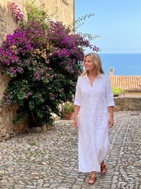 Women's Long Sleeve Relaxed Silhouette Maxi Dress with Collar Lifestyle