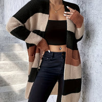 Women's Longline Cardigan | Colour Block Stripe Knit Hero