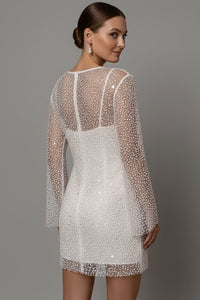 Women's Mesh Mini Dress with Sleeveless Lining Close Up