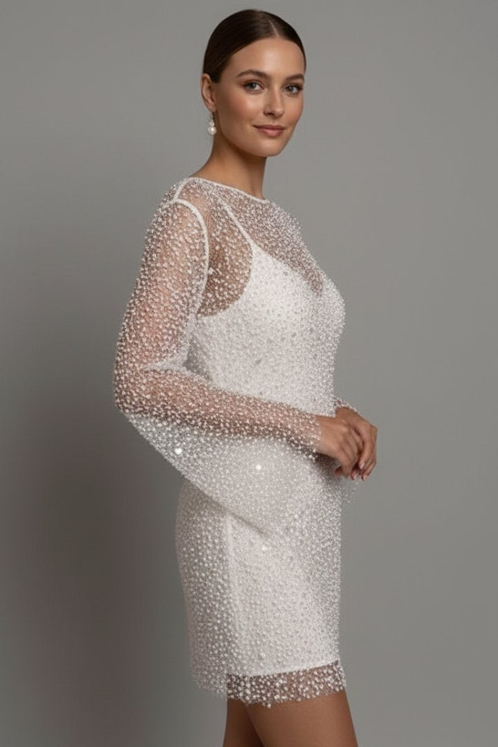 Women's Mesh Mini Dress with Sleeveless Lining Side